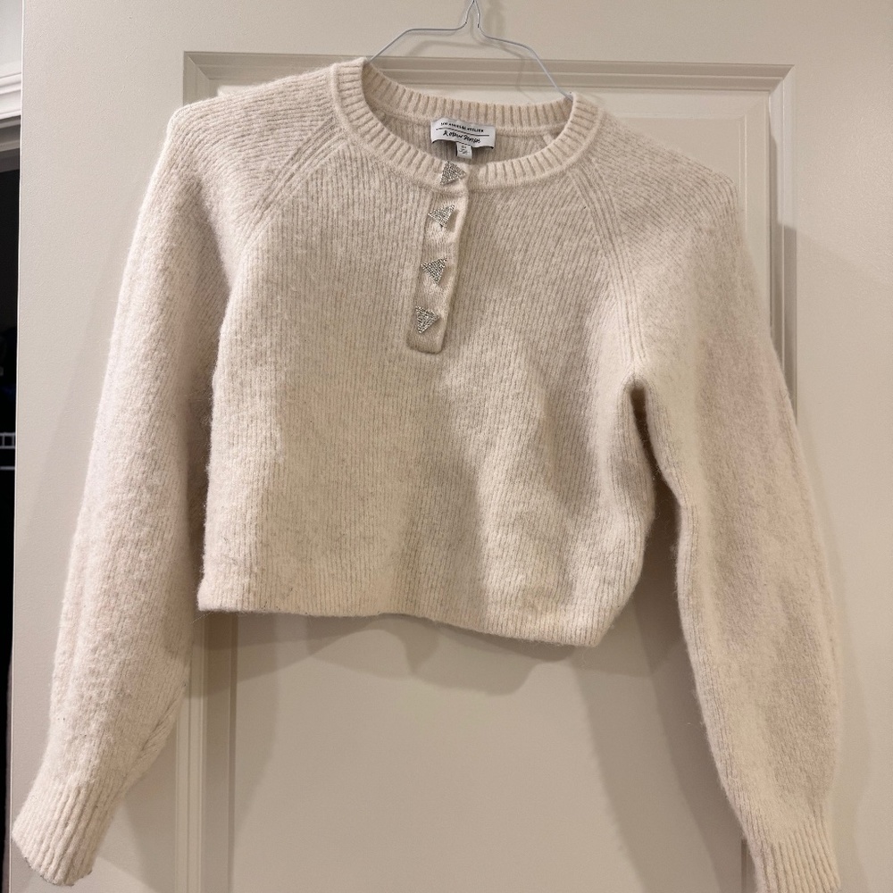 & Other Stories Alpaca Wool Embellished Triangle Buttons Balloon Sleeve Sweater